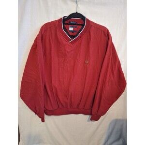 TOMMY HILFIGER Men's Red Long Sleeve Pullover Classic V-Neck Sweatshirt Size L